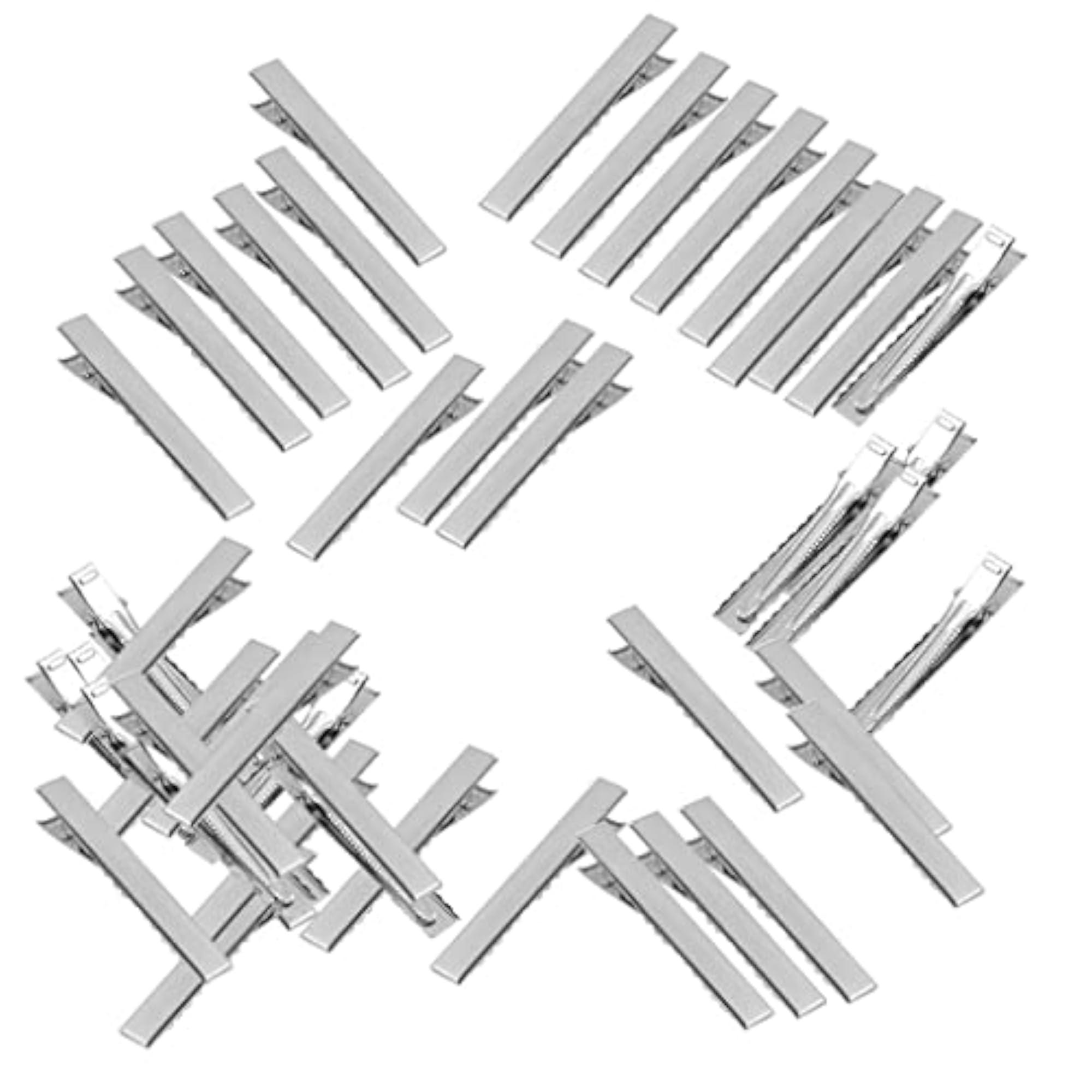 Assorted Size Flat Single Prong Metal Alligator Hair Clips, 50pcs