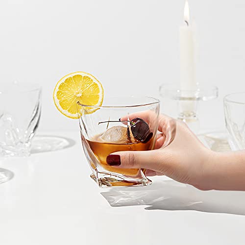 Goodglassware Swirl Whiskey Glasses (Set Of 4) - 10 Oz Premium Tumblers Perfect For Drinking Bourbon, Scotch, Rum, Spirits, And Old Fashioned Cocktails On The Rocks - Dishwasher Safe And Lead-Free #TOP7