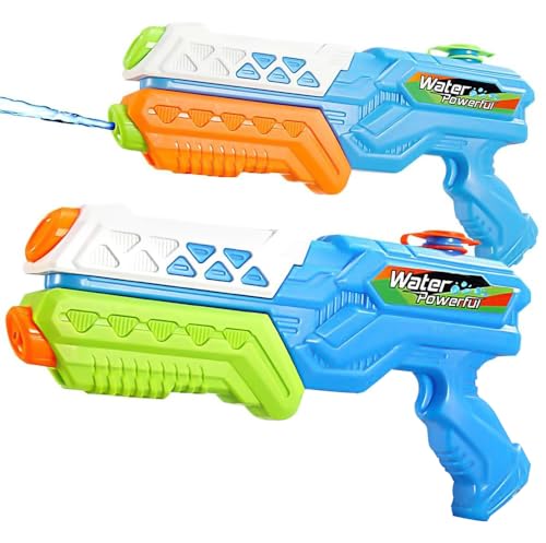 2 Pack Wasserpistole Kinder, Wasserpistole Große Reichweite mit 8–10 m Spritzweite, Wasserspritzpistole 600ml, Water Gun für Strände, Gärten, Pools, Sommerfeste Water Guns
