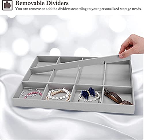 Procase Set Of 3 Stackable Jewelry Trays Organizer For Drawers, Jewellery Drawer Insert Divider Jewel Display Storage Container With Removable Dividers For Ring Earring Necklace Bracelet Watch -Grey #TOP6