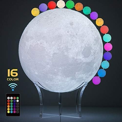 3D Moon Light, Baby Gift Luna Moon Lamp with Protect Eye, 16 Colors of Light 3D Moon Lamp Mystical Light, Seamless Moon Lamp Night Light for Baby Sleep（4.8inch）
