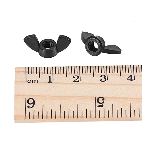 sourcing map 50 Stück M4 Flügelmuttern Nylon Schmetterlingsmutter Handdrehung Festziehen Befestigungen Schwarz