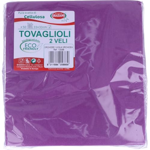 Servilletas de papel desechables, 50 unidades, formato 33 x 33, violeta