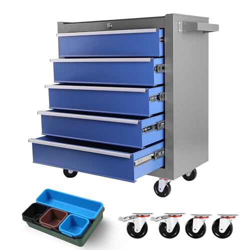 EliteEdge 5-Drawer Rolling Tool Chest, Modular Tool Cabinet with Brake