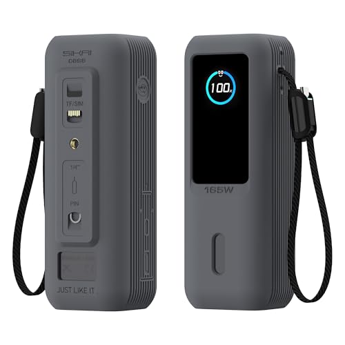 Silicone Case for Anker Laptop Power Bank (25,000mAh 165W) 1/4" Nut Hole,SD/SIM Card Storage, Display Protection&Dustproof, Travel Protective Cover Compatible with Anker Power Bank 165W (Gray)
