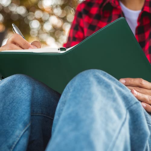 Image of Antner A5 Notebook Photocard Binder with 6 Ring Planner, PU Leather Refillable Budget Binder Loose Leaf Organizer Cover with Magnetic Buckle, Dark Green