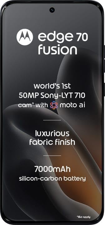 Image of Motorola Edge 70 Fusion 5G (Pantone Silhouette, 12GB RAM, 512GB Storage) | AI Features | 6.78-inch 144Hz AMOLED | Snapdragon 7s Gen 4 | 50MP + 13MP Camera | 32MP Selfie | 7000mAh | 68W TurboPower
