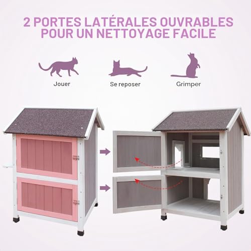 Protéger les chats errants du froid | Maison pour chat extérieur en bois 2 étages