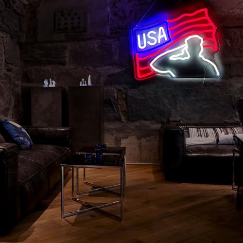 Image of Veterans Day Neon Sign USA Flag Led Sign for Wall Decor Patriotic Neon Sign Bedroom Home Decor Classroom Art Student Gift Christmas Party