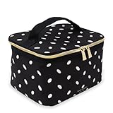 kate spade new york Isolierte Lunchtasche, kleine Lunchtasche, süße Lunchtasche für Damen, Thermotasche mit doppeltem Reißverschluss und Tragegriff (Mandel Dot)