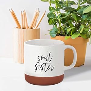 Canopy Street Soul Sister Mug 13 Ounce Speckled Ceramic Coffee Mug For HerThoughtful Friendship Tea CupFarmhouse Style Mug Best Friend Present