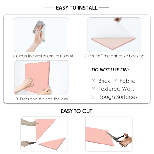 BXI Felt Bulletin Board - 36 X 24 Inches, 6 Pcs Self-Adhesive Decor Cork Boards with 30 Pushpins, Sturdy Acoustic Wall Panels for Office Work, Poster Pin Tiles for Teen Dorm Room Kitchen Classroom - Image 6