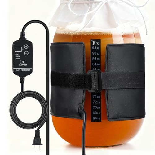 Image of Kombucha Heating Wrap - Adjustable Kombucha Starter Kit Warmer Mat with Digital Temperature Control, 1 Gallon Vessel Fermentation Heating Pad for Kombucha Tea Gifts Brew Seed Germination