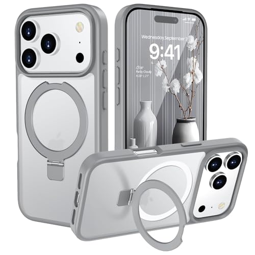 Image of iPhone 17 Pro Magsafe Stand Case | Matte Design & 360 Protection | Military-Grade Apple iPhone 17 Pro Cover | Ultra Premium - Gray