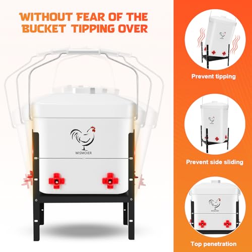 Wismoier 220045-1 3 Gallon Heated Chicken Waterer Poultry Automatic Drinker Heater Bucket Winter Adsjustable Chicken Drinker Anti-Freezing Heated Duck Waterer Chick Coop Watering System thumb #4