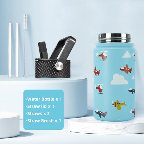 Image of BJPKPK Insulated Water Bottle, 15oz Stainless Steel with Straw Lid