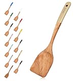 Wooden Spatula, Teak Wooden Spatula for Cooking, Wooden Turner Large Wok Spatula Durable, Non-Stick
