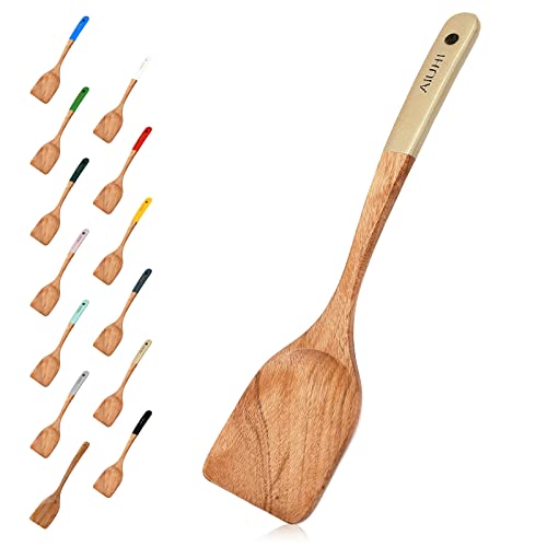 Wooden Spatula, Teak Wooden Spatula For Cooking, Wooden Turner Large Wok Spatula Durable, Non-Stick Cooking Utensil (Brown) #TOP19