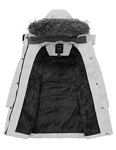 Image of Wantdo Girls Winter Coats Long Puffer Jackets Fleece Lined Removable Hood | Removable Faux Fur Hood, 5000mm Waterproof, Machine Washable