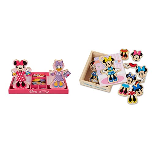 Melissa & Doug Disney Minnie Mouse And Daisy Duck Magnetic Dress-Up Wooden Doll Pretend Play Set (40+ Pcs) & Disney Minnie Mouse Mix And Match Dress-Up Wooden Play Set (18 Pcs) #TOP10
