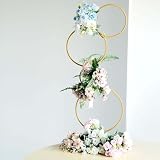 Efavormart 3ft 4-Tier Gold Metal Hoop Pillar Flower Stand, Wreath Wedding Arch Table Centerpiece