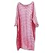 CUTUDE Robe Ete Femme Robes Bohême Boho Manches Longues Robe Été Tunique Col Round Mode Chic Rayé Robe Vintage Mince Ample Coupe Droite Robe Coton et Lin Maxi Robe