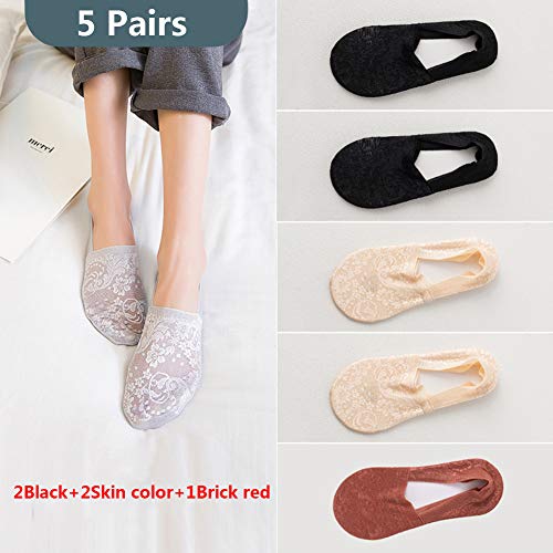 YANWE 8 Pares Calcetines Mujer Invisibles Algodón Calcetines Cortos de Tobillo Antideslizantes Elástco con Silicona Socks, para Calcetines Invisibles Mujer Primavera/Verano/Otoño,D