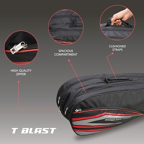 Image of TANSO T-Blast Badminton Kit Bag | Spacious Racket Bag with Two Large Compartments and Separate Shoe Compartment | Front Zipper Pocket and Adjustable Straps