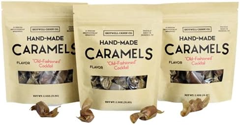 Shotwell Old Fashioned Cocktail Caramel Candy (3 Pack)– Gourmet Caramel Candy Individually Wrapped & Small Batch – Smooth & Creamy Gourmet Candy Caramel (7.5oz Total) – Non-Sticky & Gluten Free Candy