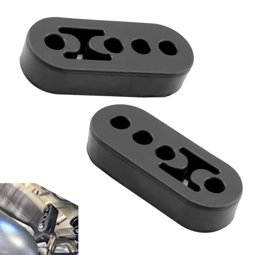 Zeathery 2 PCS Exhaust Hanger, 4 Hole Adjustable Exhaust Pipe Muffler Insulation Shock Absorber Hook, High Temperature Resistant Rubber Mounting Bracket, for Most Cars Modification Parts (Black)