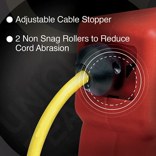Reelworks Retractable Extension Cord Reel Polypropylene 12Awg X 40' Foot Industrial Commercial Grade 3C Sjt Cable Triple Tap Connector 15A 125Vac 1875W 60Hz Current Interrupter Best For Indoor Use #TOP4