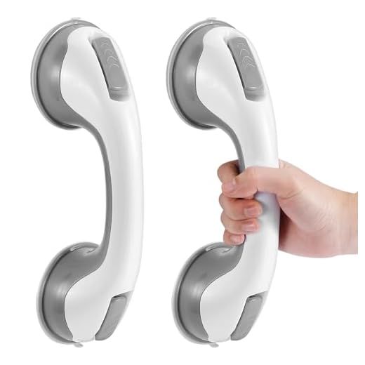 Shower Handle 12 inch Grab Bars for Bathtubs and Showers, Strong Hold Suction Cup Handle, Safety Bars for Shower Chair Bench, Bathroom Grab Bar for Seniors, Elderly, Handicap (2 Pack)