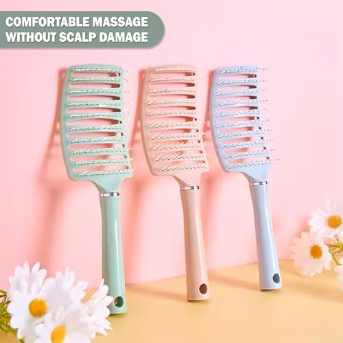 Image of GLUN Portable Detangling Hair Brush Pack of 3, Curly & Straight Hair Brush for Women & Men Accessories Use in Salon, Home & Personal Use