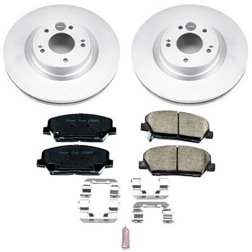 Image of PowerStop Front Brake Kit for Hyundai Genesis Coupe 2010-16 - Fully-Coated Disc Rotors with Z17 Ceramic Brake Pads Replacement, CRK6169
