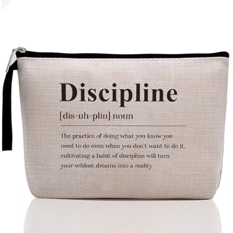 Hanamiya Na Motivational Positive Discipline Definition Makeup Bag Gifts for Women Coworker Friends Sister Student Cosmetic Bag Beautiful Zipper Pouch Bag Travel Toiletry Bag for Birthday Christmas Cover