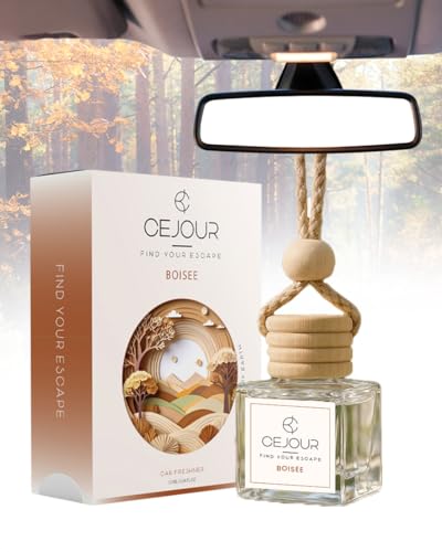 Image of Cejour BOISÉE Woody Car Perfume Diffuser – 10 ml | Car pefume | Hanging car perfume | Upto 45 days | long lasting car freshner (Pack of 4 (Woody Earth))