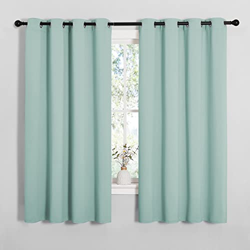 Image of NICETOWN Bedroom Curtain Panels Blackout Draperies, Thermal Insulated Solid Grommet Blackout Curtains /Drapes (Aqua, One Pair, 55 by 68-inch)