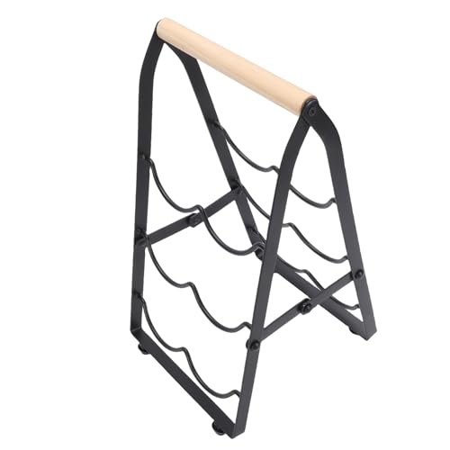 Casier à vin pliable support de table en fer et bois pour maison - 4