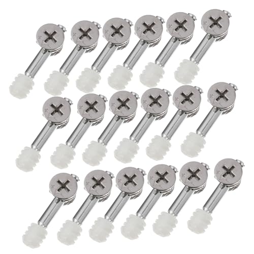 DECOMELODY 50 Pcs Zinc Alloy Furniture Connecting Fittings Pre-inserted Nut Cam Lock Bolts for Cabinet Wardrobe Assembly with Stable Corner Expansion Dowels Flush Cross Groove Design