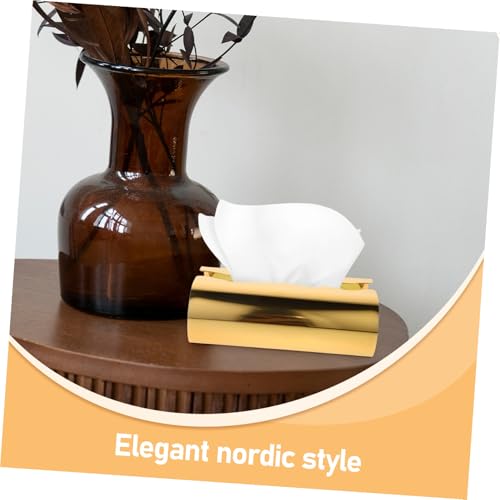 Boîte à mouchoirs dorée acier inoxydable porte-serviette table - 4
