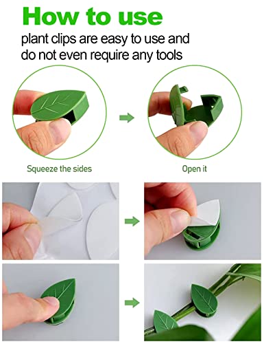 Plant Clips, 100 Pcs Climbing Plants Wall Fixture Leaf Shaped Clips, Vines Traction Or Fixation Invisible Fixing Holder, Self-Adhesive Plant Fixer For Indoor Vines Grow Upright And Home Decor, Green #TOP4