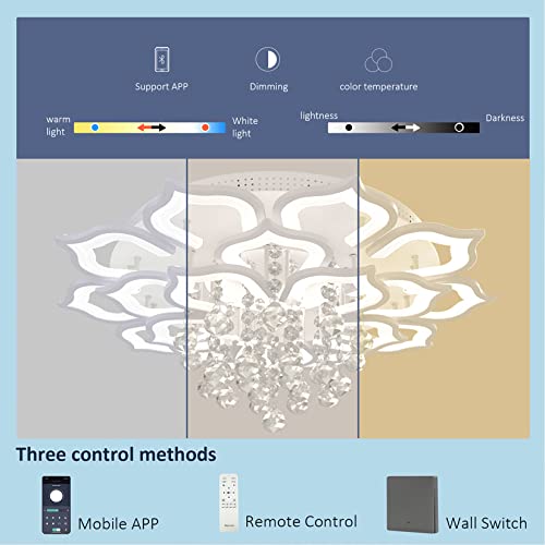 Bevenus Modern Led Ceiling Light,120W Crystal Petal Flush Mount Chandelier Ceiling Flower Lamp With Remote Control For Living Room,Bedroom,Dining Room,Hall,Etc.10+5+5 Heads…… #TOP3