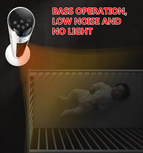 Ventilatorkachel, energiebesparend, 2-in-1 ventilator en verwarmingstoestellen met afstandsbediening en led-display, 2000 W, 3 warmtestanden met afstandsbediening, 8 uur timer, omvalbeveiliging, voor badkamer, kantoor en thuis, wit (maat: hoog 110 cm, col - Afbeelding 6