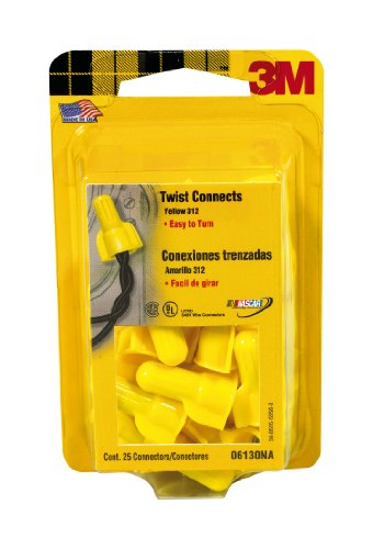 3M 06130 Twist Electrical Connectors, Yellow, 25-Pack