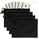 Geldtasche, 4 Stück Geldtaschen Banktasche, 24 x 18 cm A5 Geldmappe, Wasserdichte Oxford Geld Tasche mit Reißverschluss, Schwarz Dokumententasche, Aufbewahrungstasche für Haushalt, Business und Schule