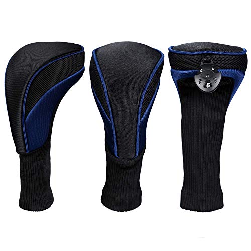 image for LONGCHAO Black Golf Club Head Cover for Driver Fairway 3 Pcs Woods Hea