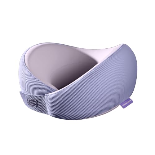 Image of Skechers Women's Memory Foam Neck Pillow, Comfortable & Breathable Travel Pillow,Neck Pillow Airplane for Travel, Car Rides, Home, and Office Use, Ergonomic Design for Men and Women,Purple