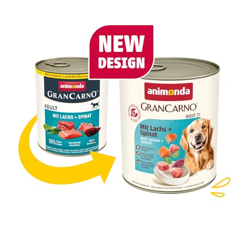 animonda GranCarno Adult Herzhafte Variation (6 x 800 g), Hunde Nassfutter für ausgewachsene Tiere, Nassfutter für Hunde mit 100% frischen, fleischlichen Zutaten, Hundefutter ohne Getreide
