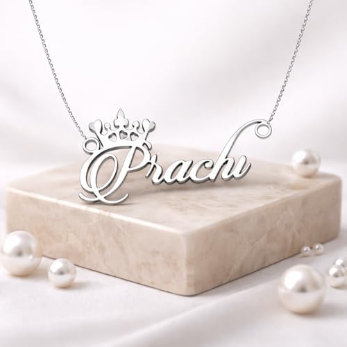 Image of Prachi Cursive Gold & Silver Name Pendant Necklace, Best Jewelry Gift for Girls.