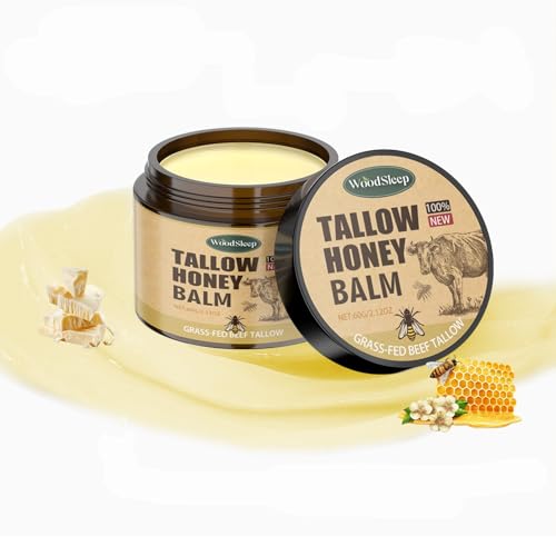 Flygragon Whipped Beef Tallow and Honey Balm, Grass Fed Grass Finished Face Cream, Tallow Face Moisturizer, Hydrates and Nourish Your Skin, Natural Face Moisturizer Body Lotion for Dry (2PCS)
